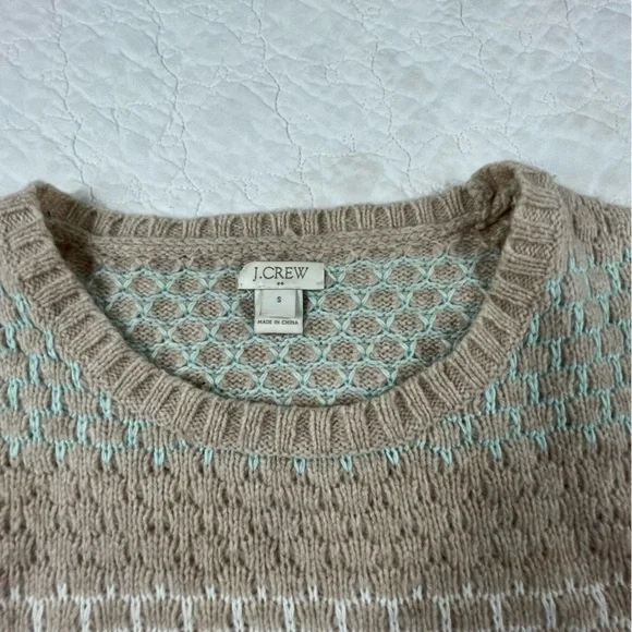 💖5/$25 J.Crew Lambswool Blend Striped Honeycomb Stitch Sweater Women Size S - Picture 9 of 13